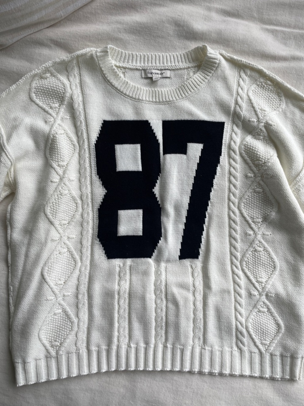 Francesca's 87 Cable Knit Crew Sweater